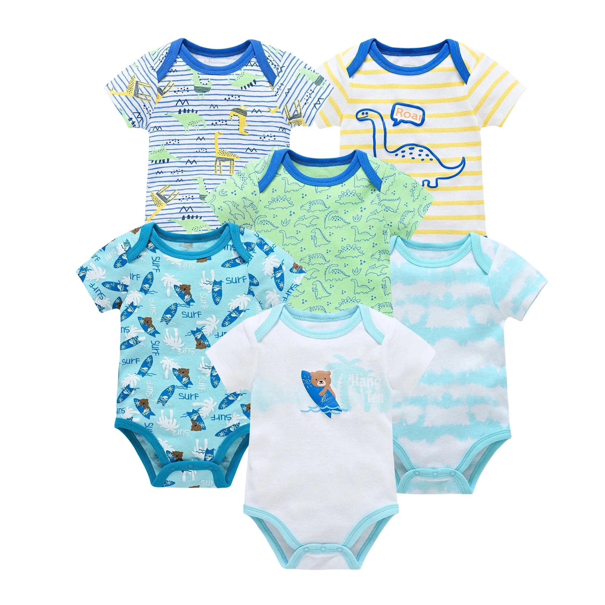 3/6 PCS Baby Cotton Bodysuits Set Short Sleeve Summer Outfits for Newborn Boys & Girls 0–12 Months