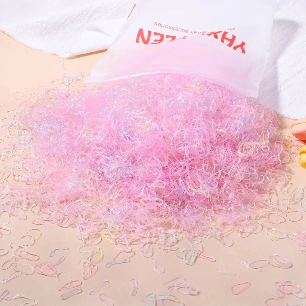 500/1000Pcs Colourful Hair Ties for Girls Kids Ponytail Holder Bands