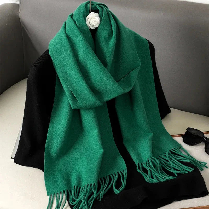 62-Color Winter Cashmere Scarf – Warm Tassel Pashmina Wrap for Women