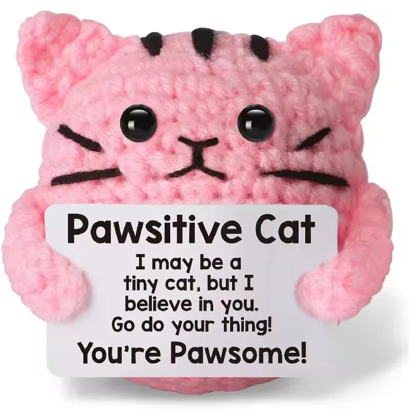 Funny Crochet Positive Inspirational Emotional Support Owl Doll Home Room Decoration Handmade Knitted Owl Desktop Ornament Gift