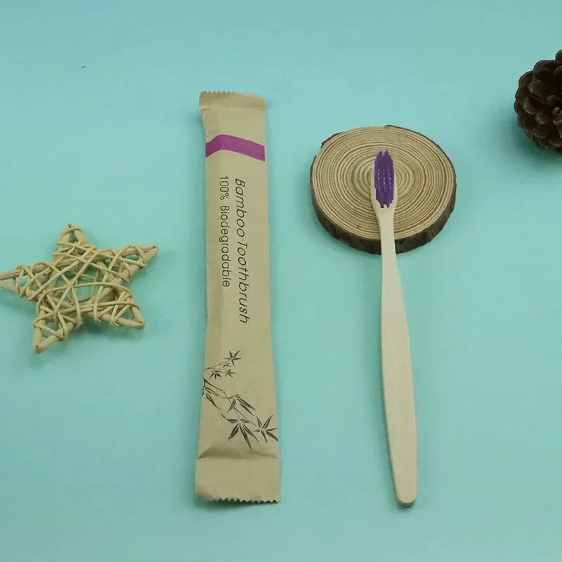 Natural Colorful Toothbrush Eco Soft Bristle Bamboo Toothbrush Bamboo Charcoal Vegan Tooth Dental Oral Care Plastic Free 10Pcs