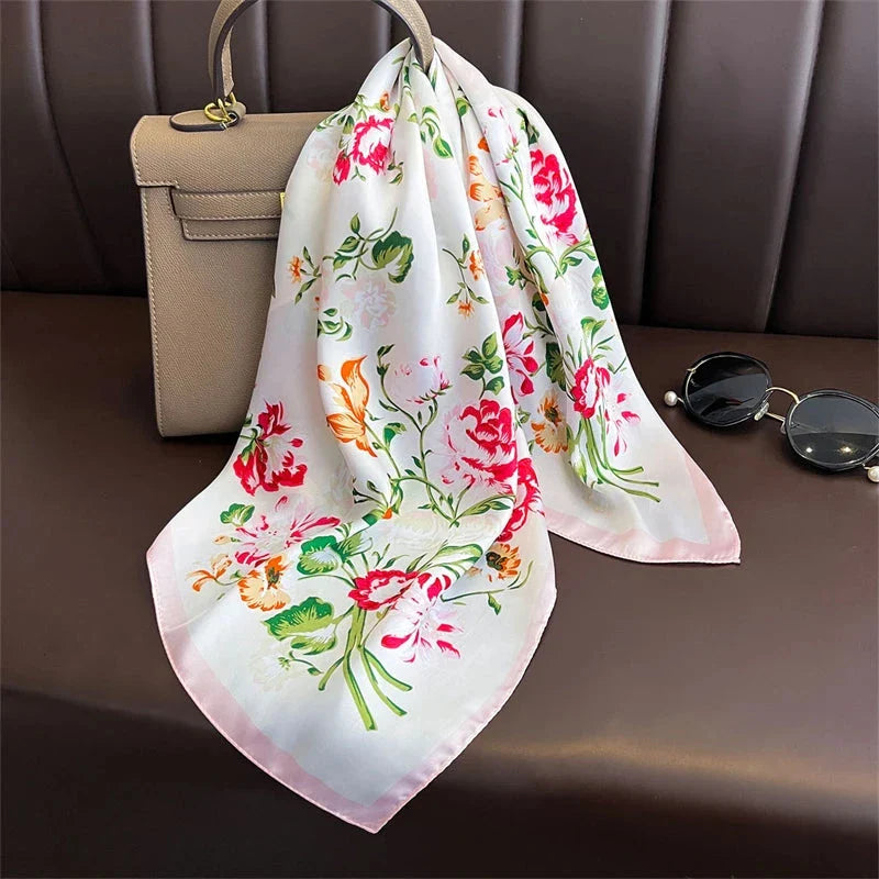 Luxury Satin Silk Square Scarf – Shawl, Hijab & Fashion Wrap 2023