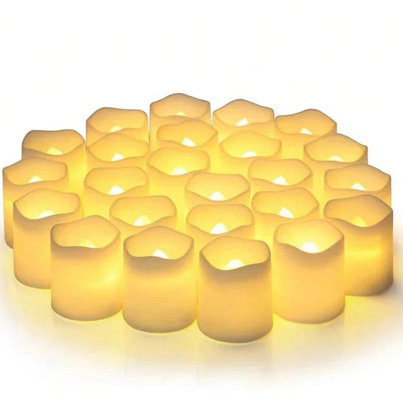 24PCS LED Flameless Tea Light Candles – Red Shells, Battery-Operated, Romantic Décor for Weddings, Parties, and Valentine's Day