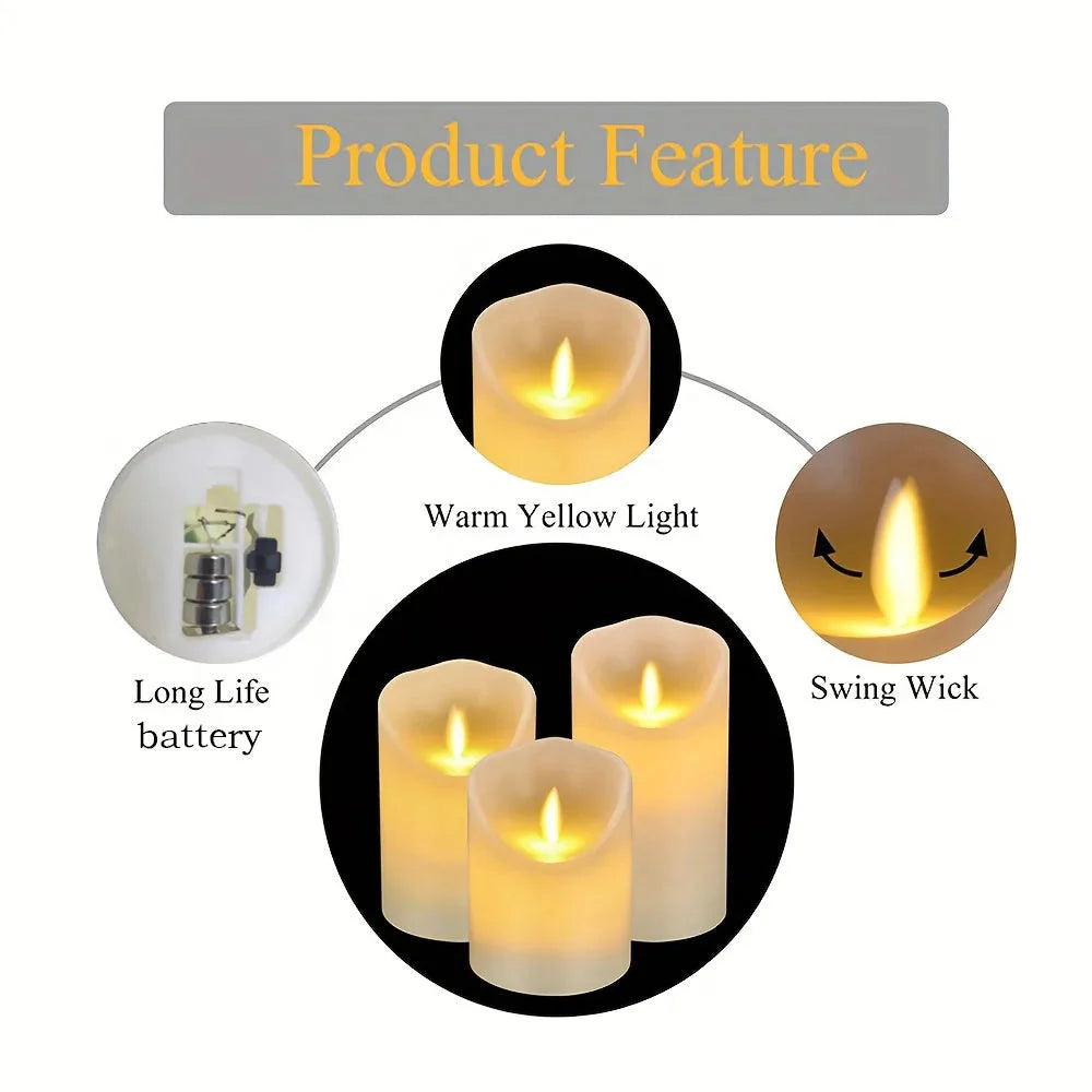 10-120pcs Flameless Fake Candle LED Flickering Candles Battery Operated LED Pillar Candles for Wedding Halloween Decor Party