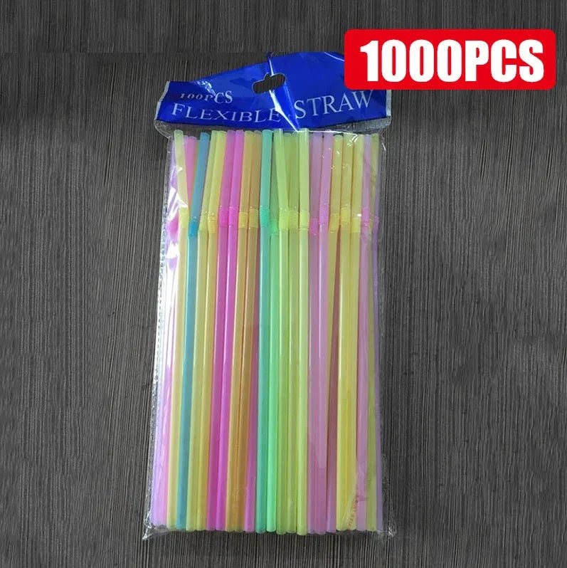 50-1000Pcs Multicolor Drinking Straws – Milk Tea & Party Supplies