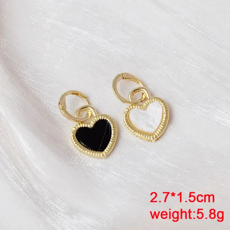 White Flower & Butterfly Dangle Earrings – Acrylic Pearl Heart Jewelry