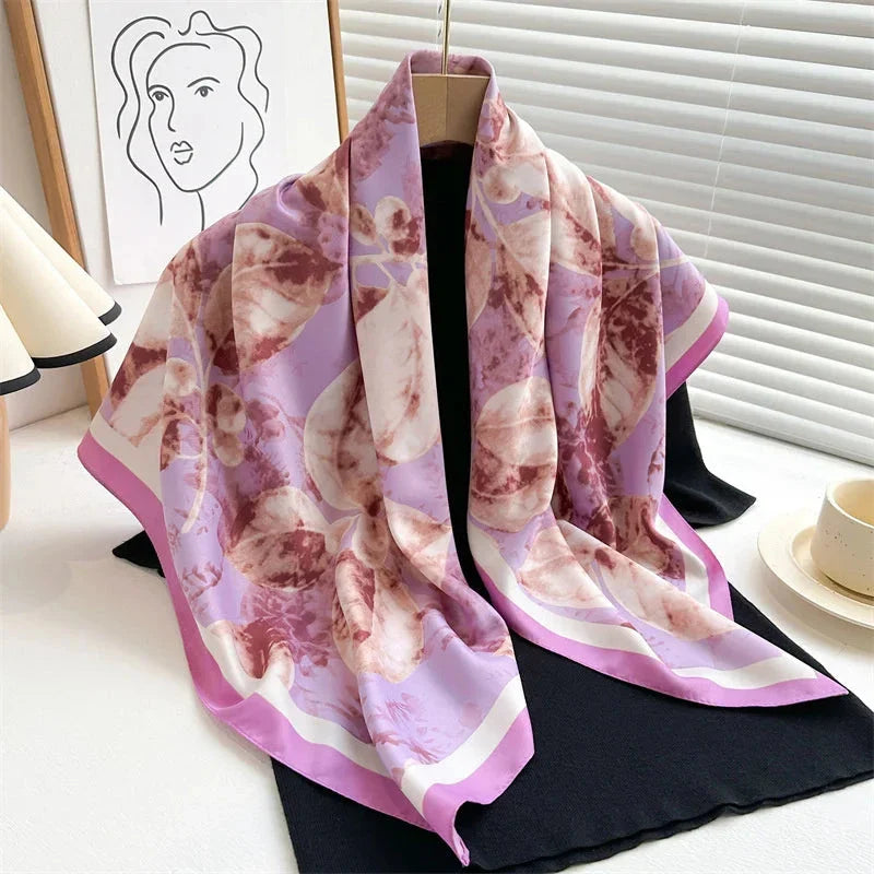90x90cm Square Silk-Feel Scarf – Luxury Women’s Shawl & Head Wrap