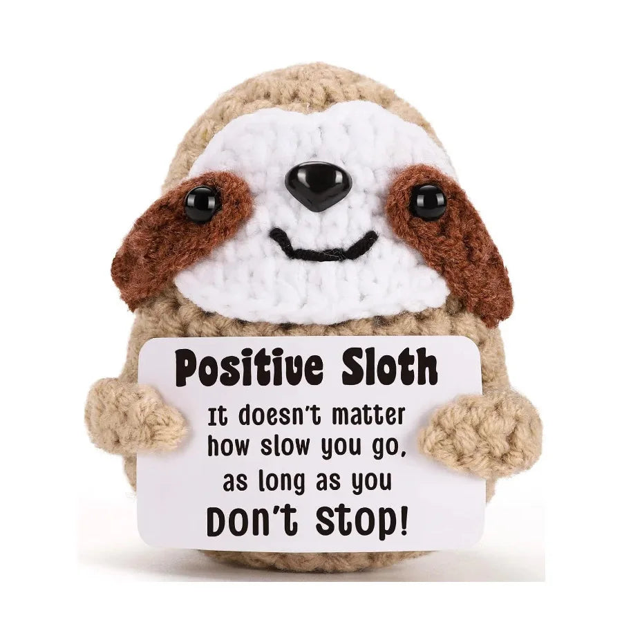 Funny Crochet Positive Inspirational Emotional Support Owl Doll Home Room Decoration Handmade Knitted Owl Desktop Ornament Gift
