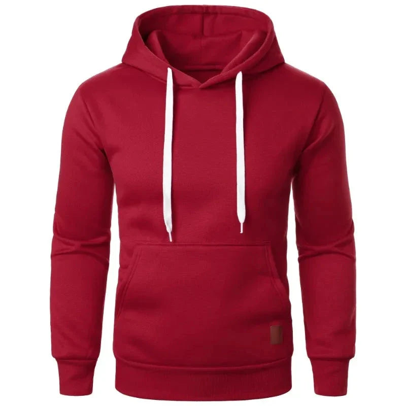 Men’s Casual Lightweight Hoodie – Solid Color Drawstring Pullover Sweatshirt for Streetwear & Outdoor Style