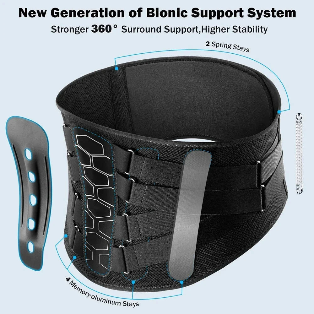 Adjustable Back Brace for Lower Back Pain Relief – Lumbar Support Belt for Sciatica, Herniated Disc & Scoliosis