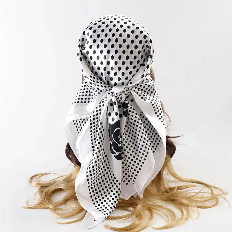 Satin Square Scarf – Elegant 2025 Print Hijab, Shawl & Hair Wrap