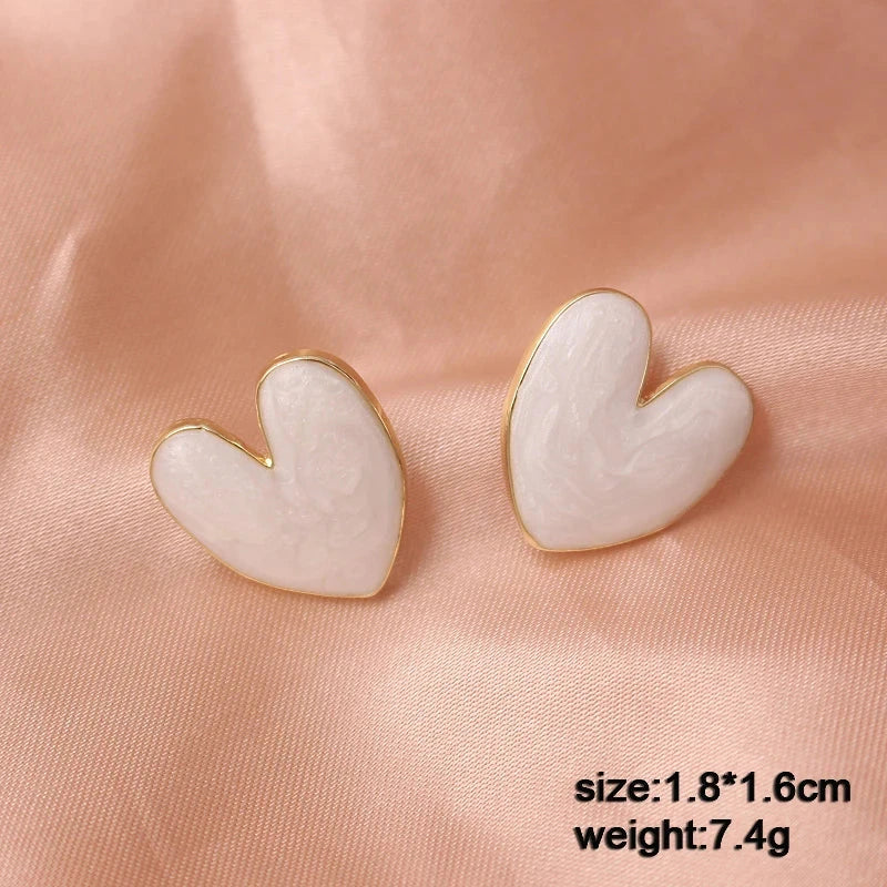 White Flower & Butterfly Dangle Earrings – Acrylic Pearl Heart Jewelry