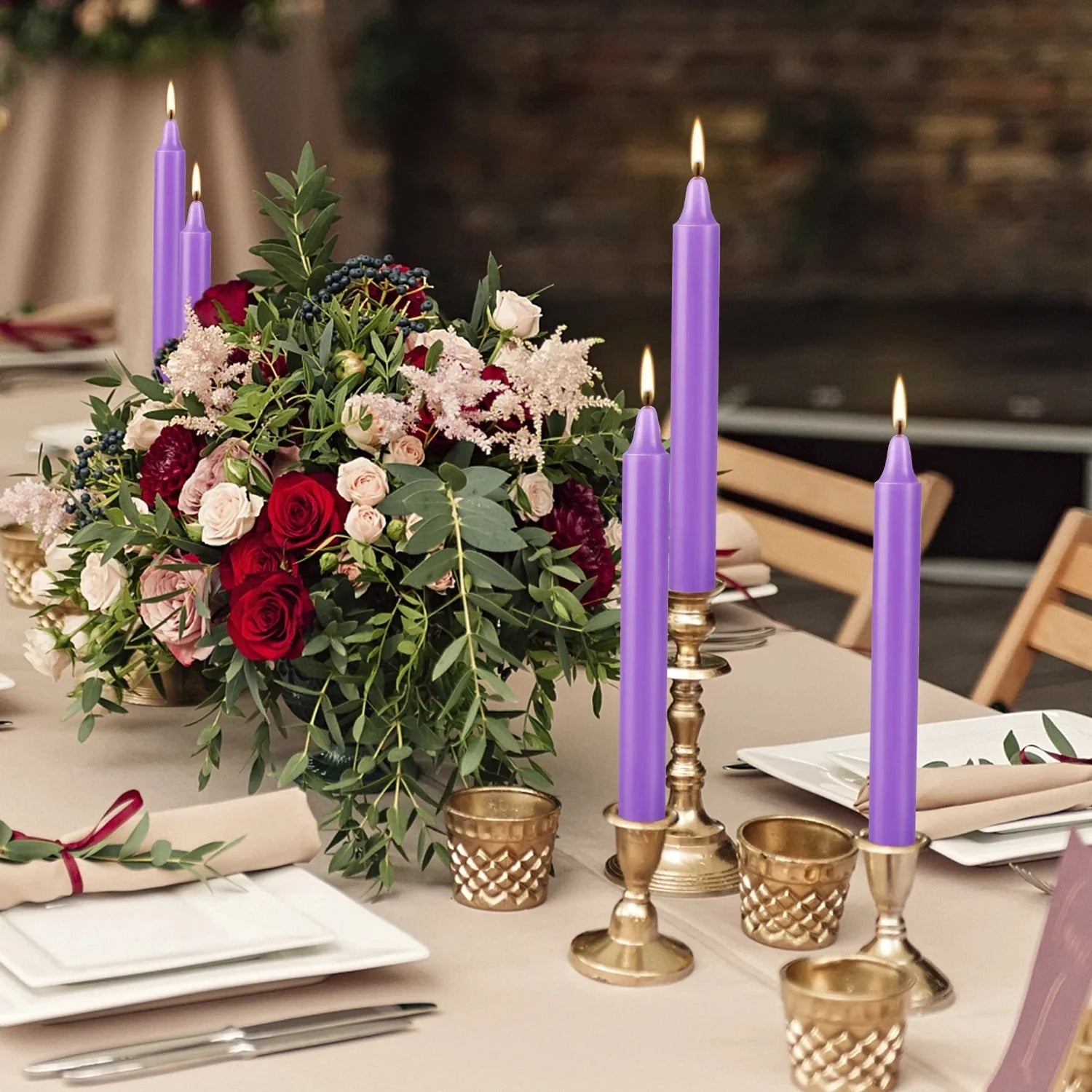20 Pieces of Purple 4Inch Waxs, Drip-Free, Smoke-Free, Fragrance-Free, Home Dinner Candles, Hand-Pulled, High-Quality, Suitable for Church, Family, Wedding, Party, Seasonal Celebrations, Emergency Situations and Home Decorati