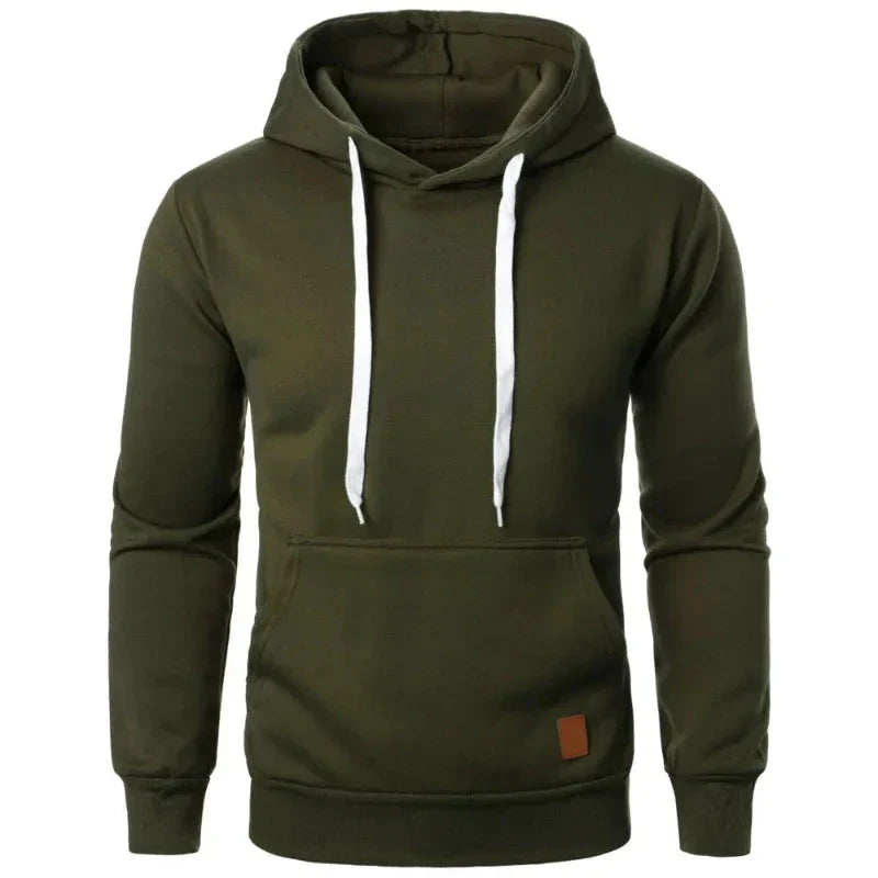 Men’s Casual Lightweight Hoodie – Solid Color Drawstring Pullover Sweatshirt for Streetwear & Outdoor Style