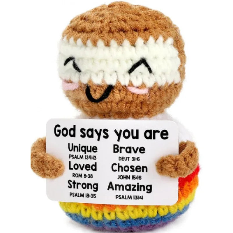 Funny Crochet Positive Inspirational Emotional Support Owl Doll Home Room Decoration Handmade Knitted Owl Desktop Ornament Gift