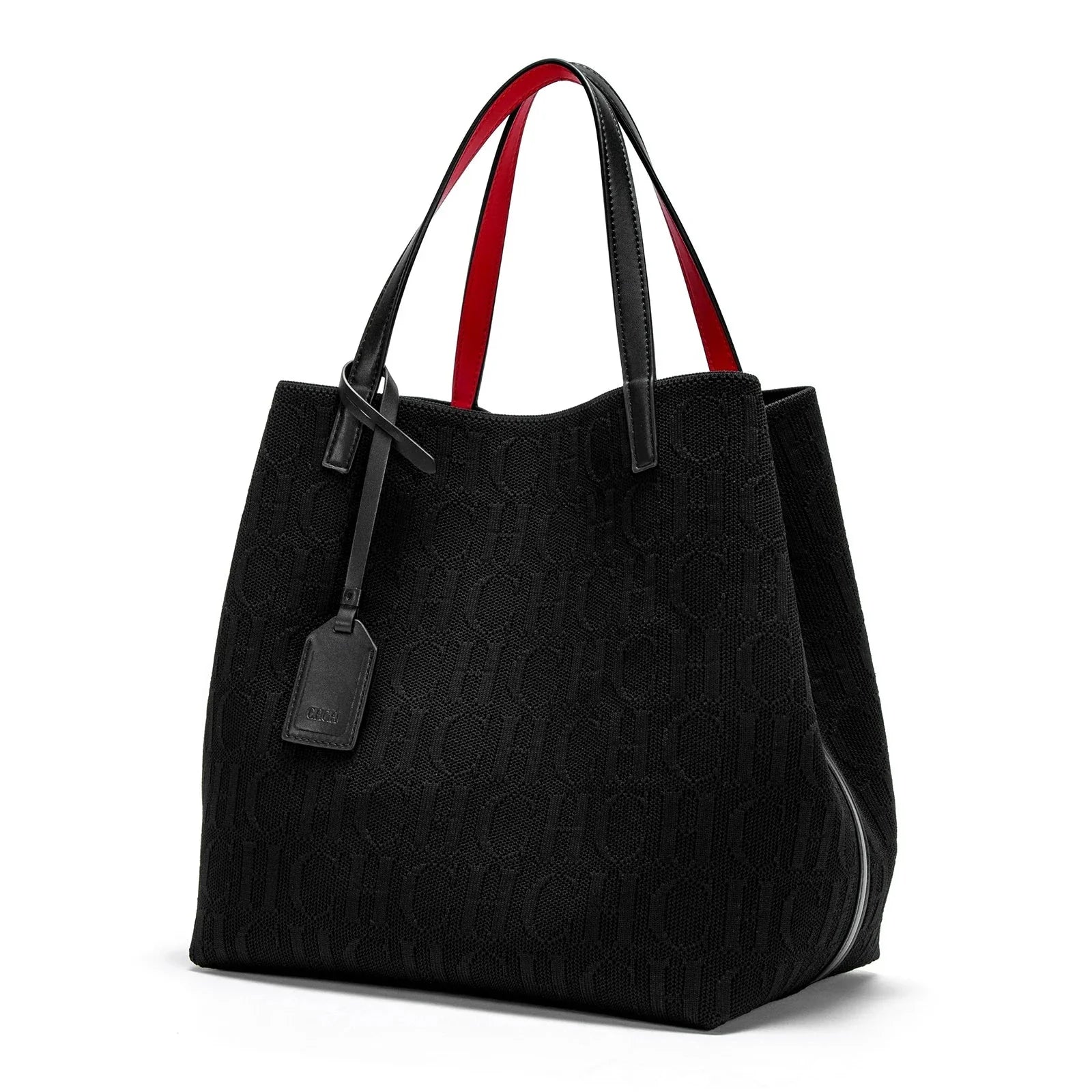 CHCH Large Capacity Black Knitted Tote Bag – Simple Shopping Handbag
