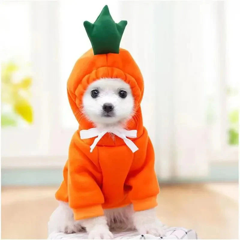 Cute Dog Hoodie with Hat - Funny Pet Fruit Costume for Halloween & Daily Wear
