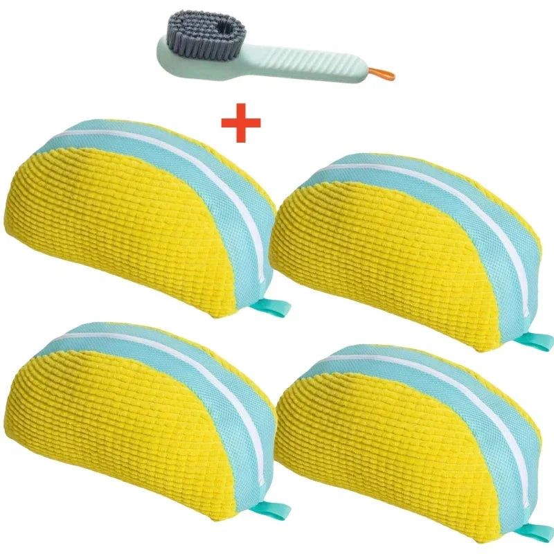 Shoe Washing Machine Bag with Brush Set – Durable Laundry Cleaner (1–4PCS)