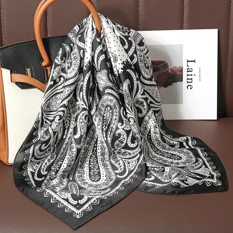 Luxury Satin Silk Square Scarf – Shawl, Hijab & Fashion Wrap 2023