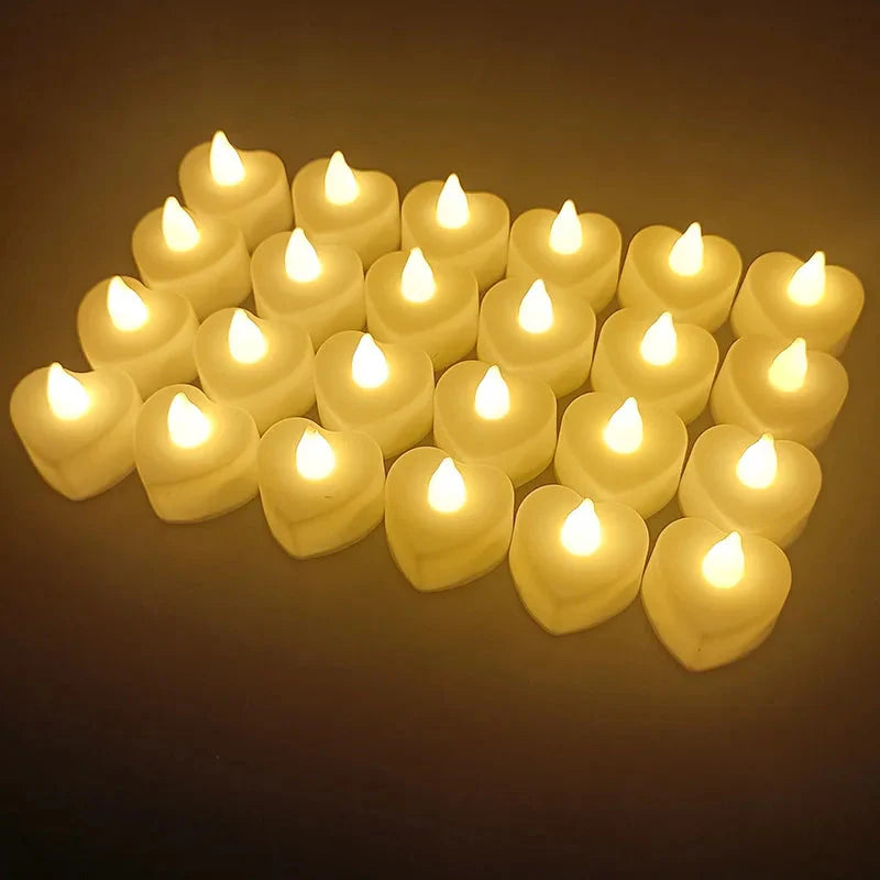 24PCS LED Flameless Tea Light Candles – Red Shells, Battery-Operated, Romantic Décor for Weddings, Parties, and Valentine's Day