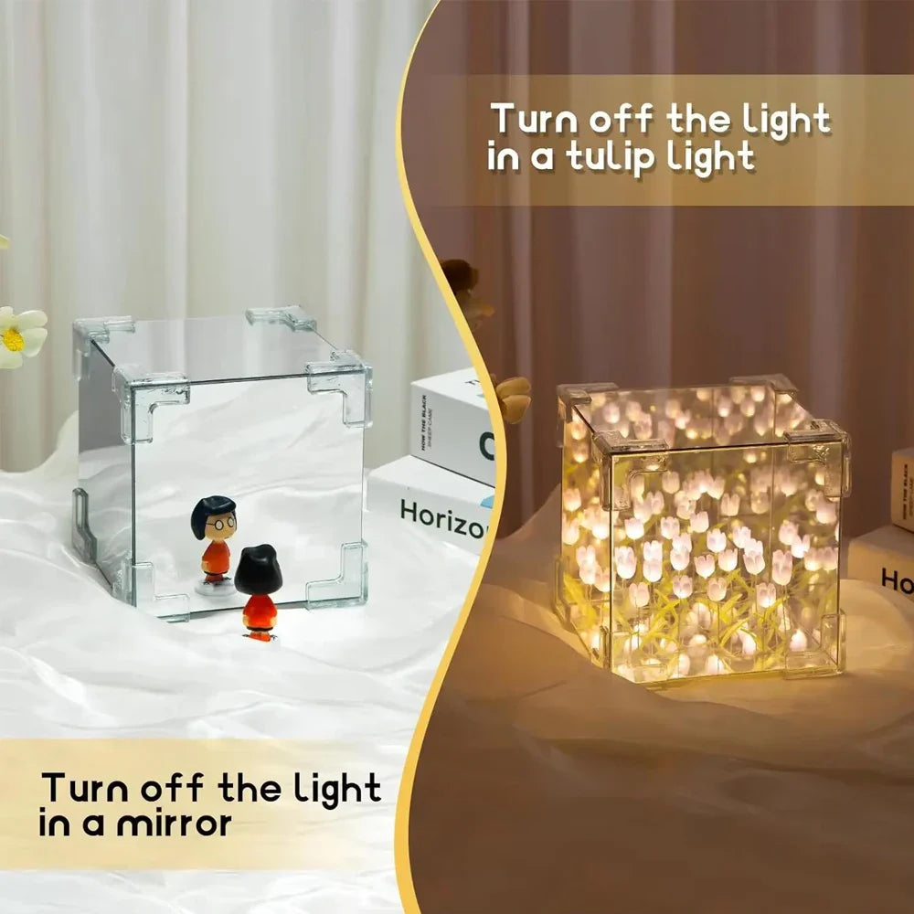 Handmade DIY Tulip Flower Cube Night Light GT Full Set of Material Package Room Decoration Couple Birthday Gift Night Light