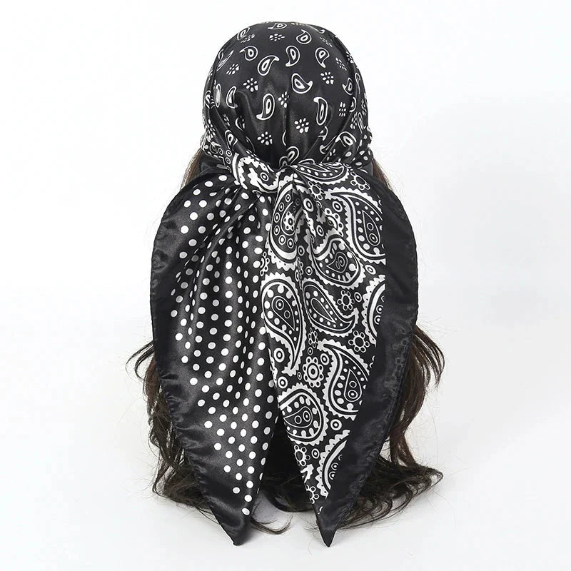 Satin Square Scarf – Elegant 2025 Print Hijab, Shawl & Hair Wrap