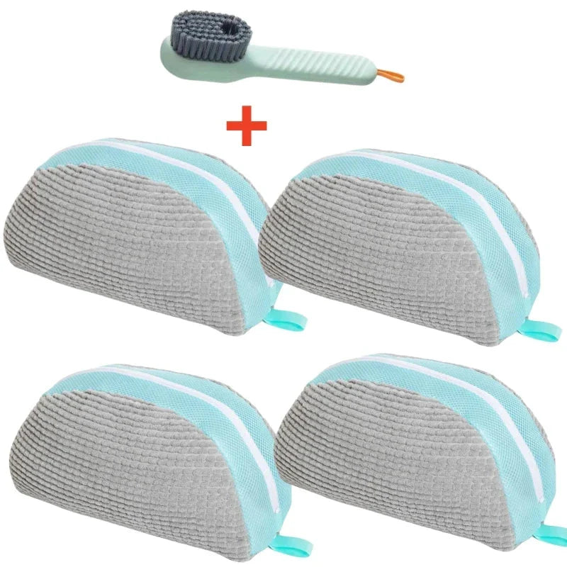 Shoe Washing Machine Bag with Brush Set – Durable Laundry Cleaner (1–4PCS)