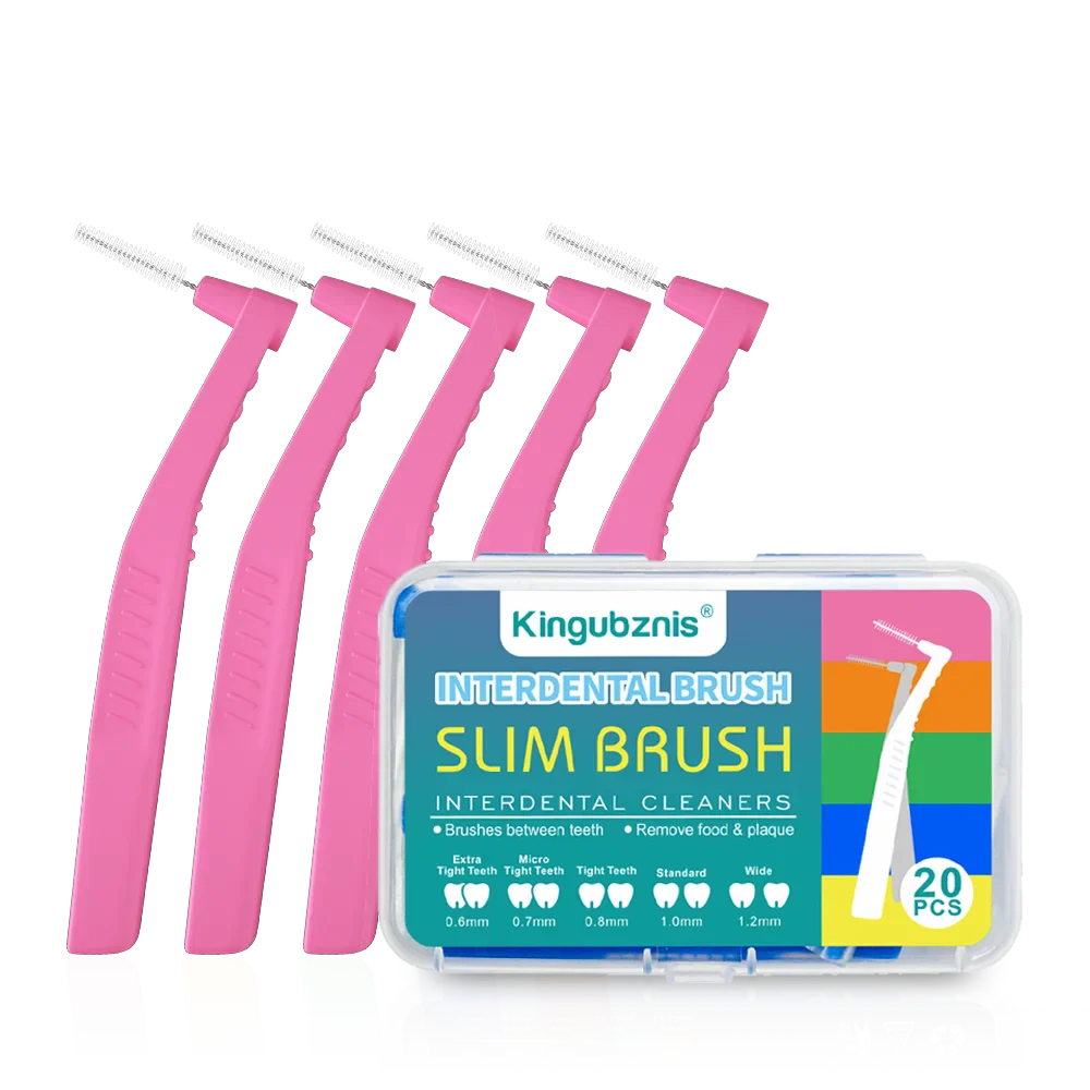Interdental Brush 20-Pack - Soft Mini Brushes with Dust Cover for Orthodontic and Dental Cleaning