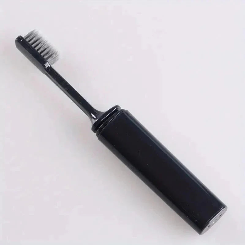 Portable Charcoal Folding Toothbrush - Compact Design for Travel, Camping, and Hiking