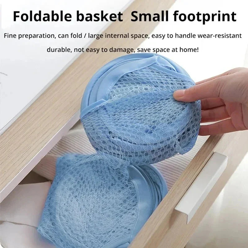 Folding Laundry Storage Basket – Mesh Household Clothes & Toy Organizer