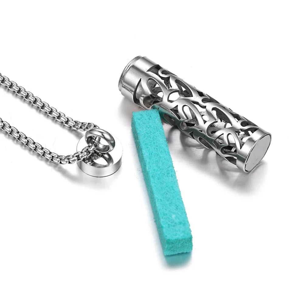 Stainless Steel Aromatherapy Necklace – Oil Diffuser Pendant