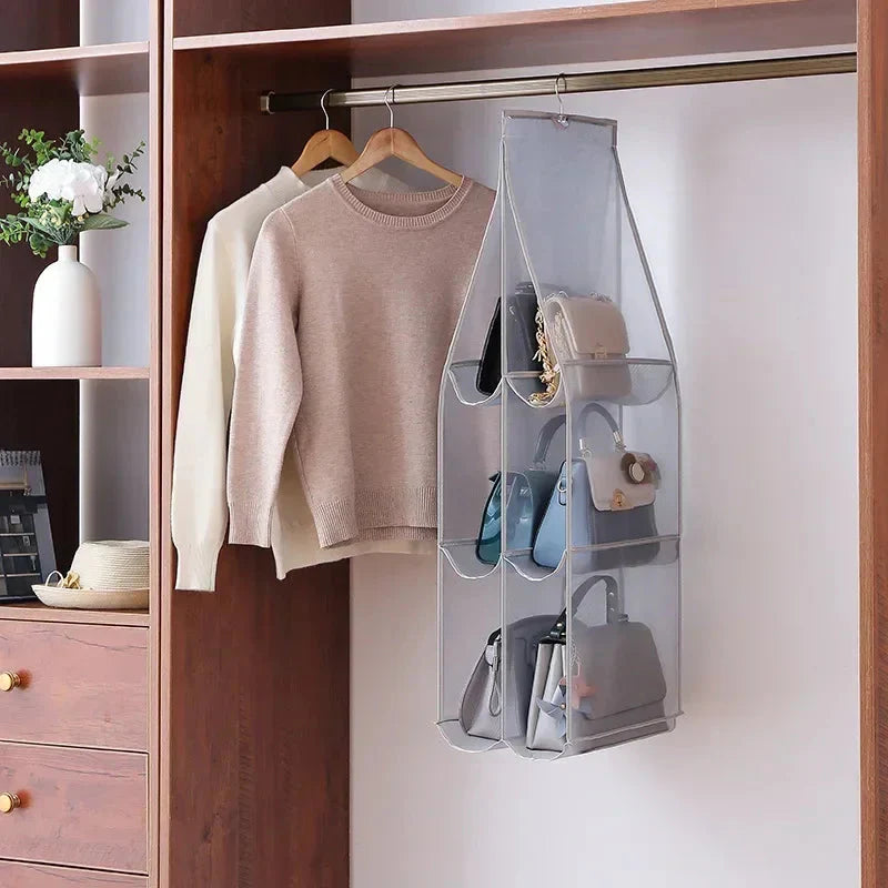 Hanging Closet Organizer Bag - Eco-Friendly 3D Transparent Storage for Tote Bags & Purses