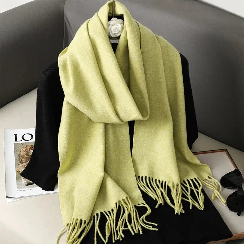 62-Color Winter Cashmere Scarf – Warm Tassel Pashmina Wrap for Women