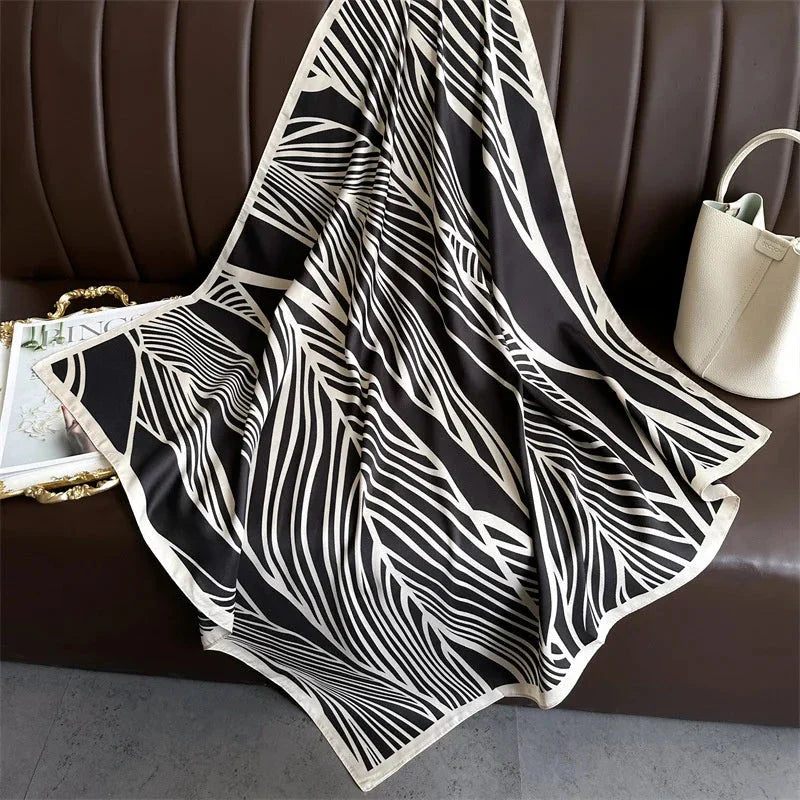 90x90cm Square Silk-Feel Scarf – Luxury Women’s Shawl & Head Wrap