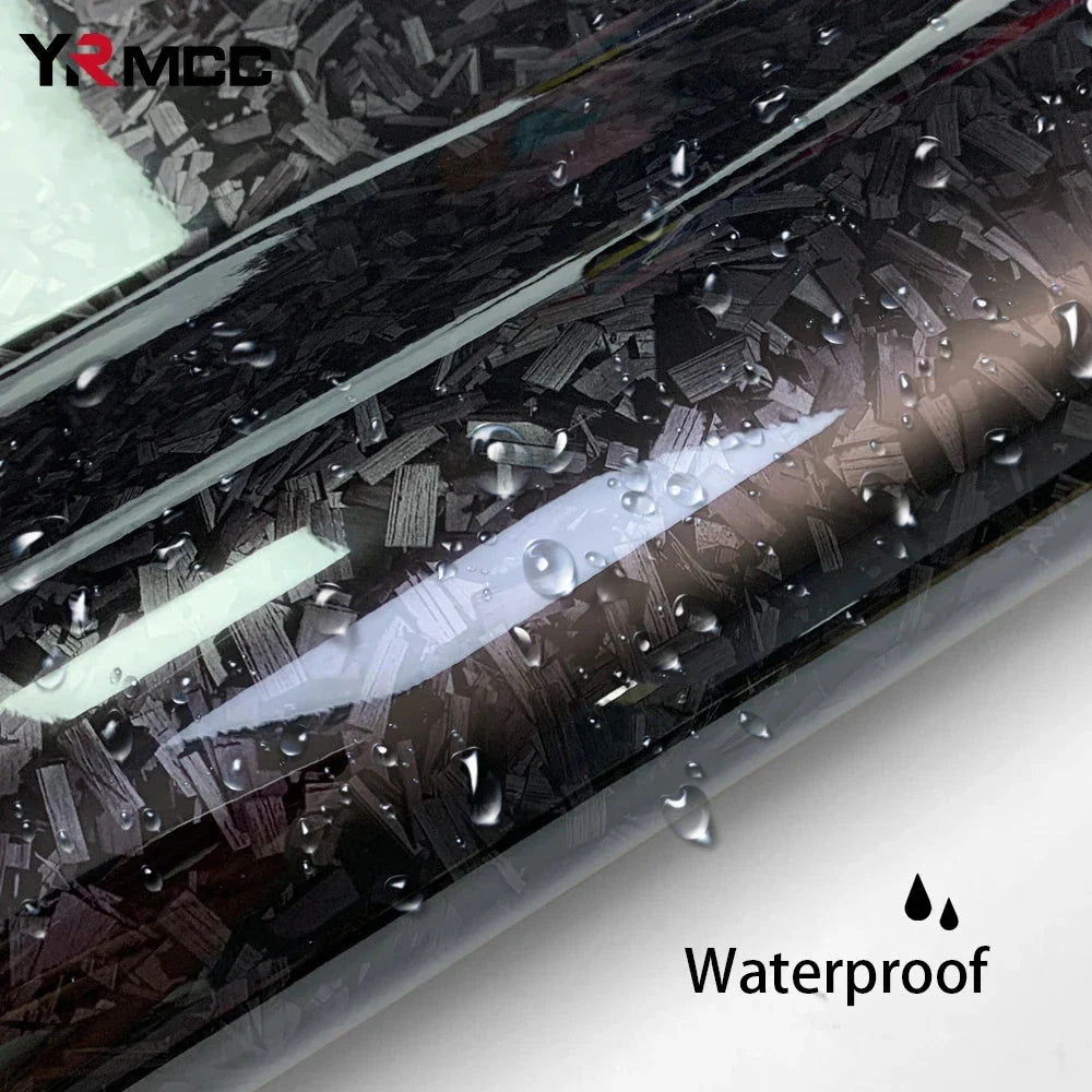 Carbon Fiber Vinyl Wrap Film - Glossy Black, Waterproof, Air-Release Technology for DIY Car Decoration