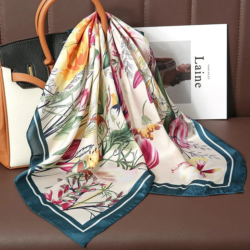 Luxury Satin Silk Square Scarf – Shawl, Hijab & Fashion Wrap 2023