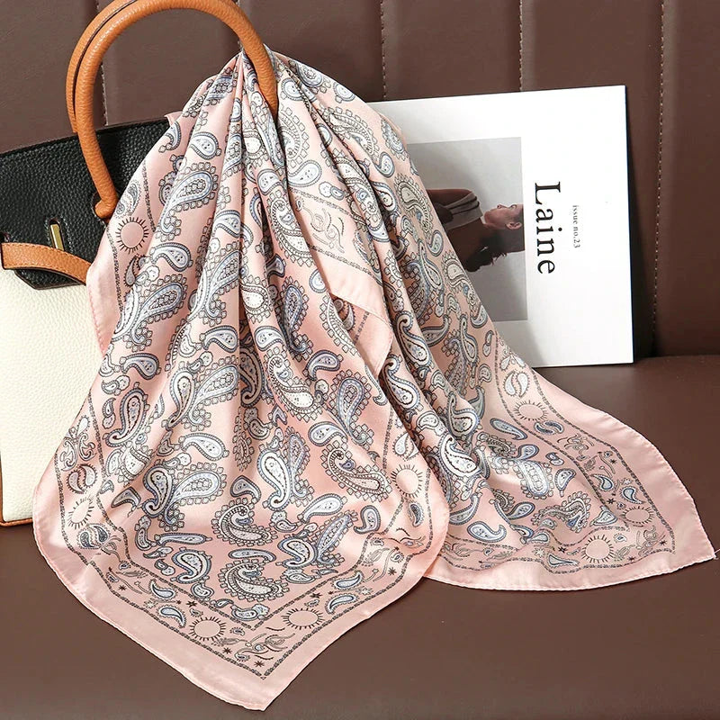 Luxury Satin Silk Square Scarf – Shawl, Hijab & Fashion Wrap 2023