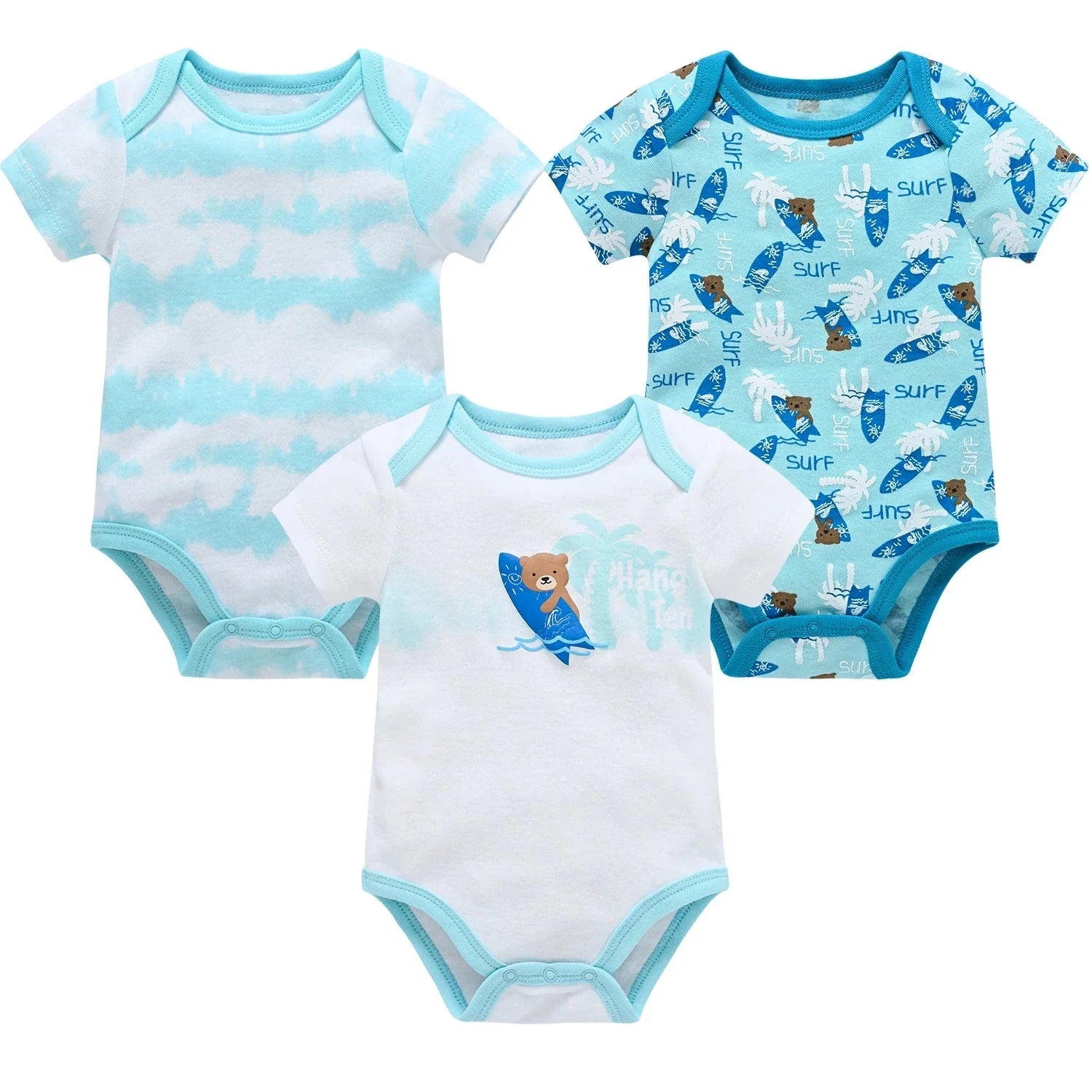 3/6 PCS Baby Cotton Bodysuits Set Short Sleeve Summer Outfits for Newborn Boys & Girls 0–12 Months