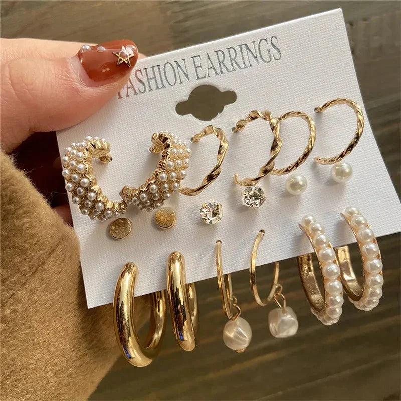 Gold Butterfly & Heart Dangle Earrings Set – Acrylic Drop Jewelry for Women