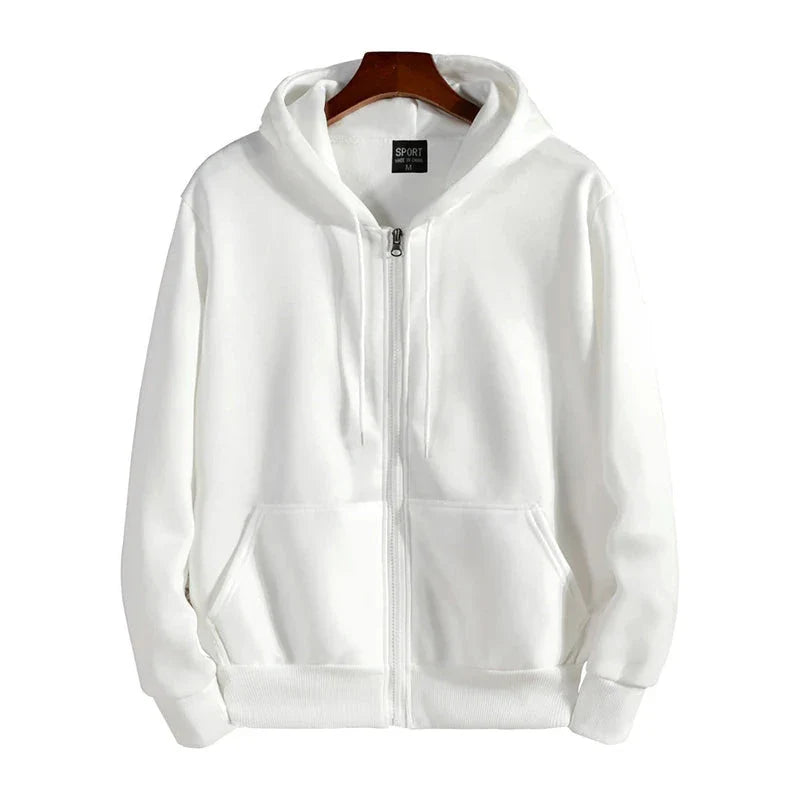 Men’s Casual Zipper Hoodie – Autumn Winter Long Sleeve Hooded Sweatshirt for Daily Wear & Sports
