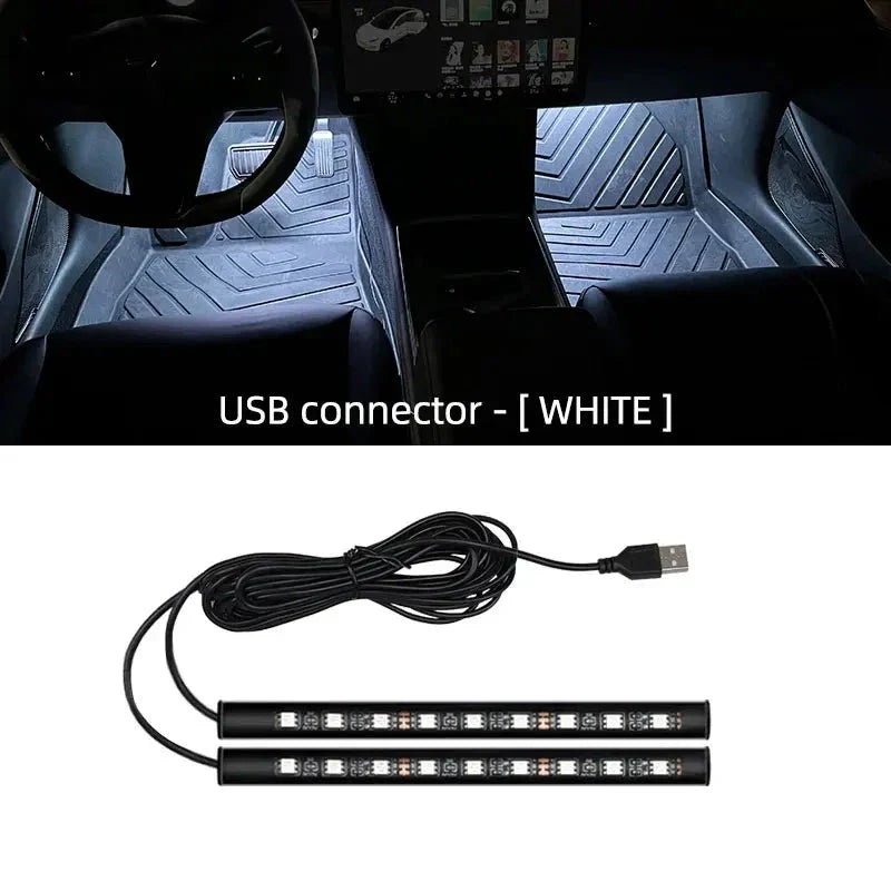 2-in-1 LED Car Neon Interior Light – USB & Cigarette Lighter Footwell Ambient Light, Car Backlight Atmosphere Lamp Accessories
