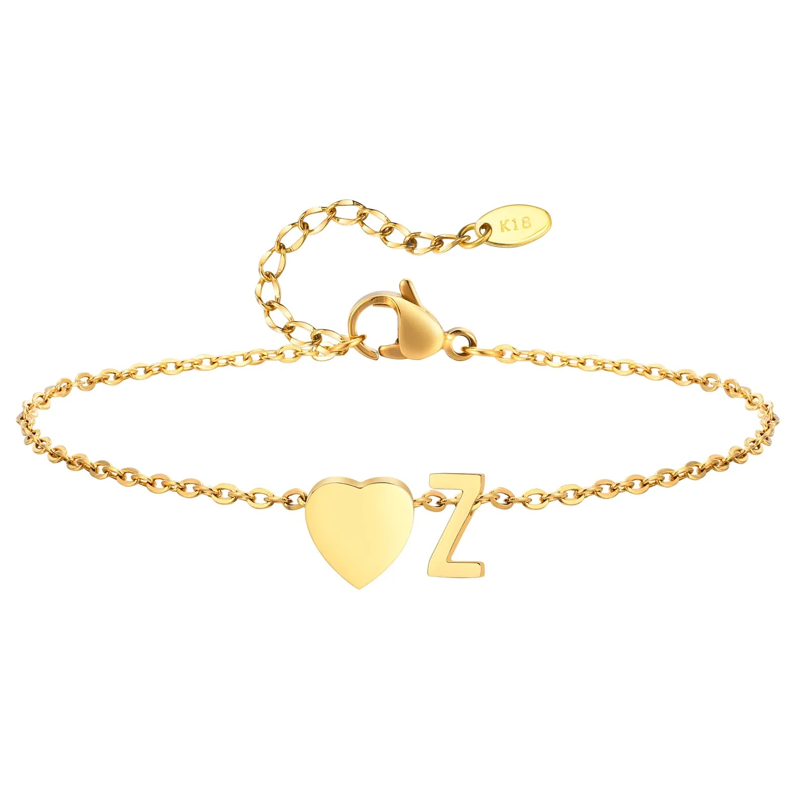 Women Heart Initial Stainless Steel Personalized Anklet Bracelets