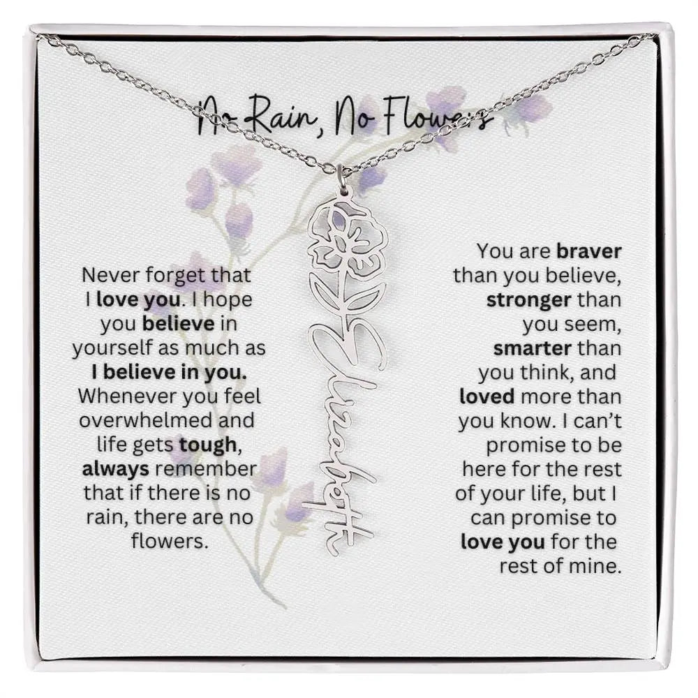 Birth Flower Necklace | Heartfelt Gift for Bonus Daughter from Stepmom or Stepdad