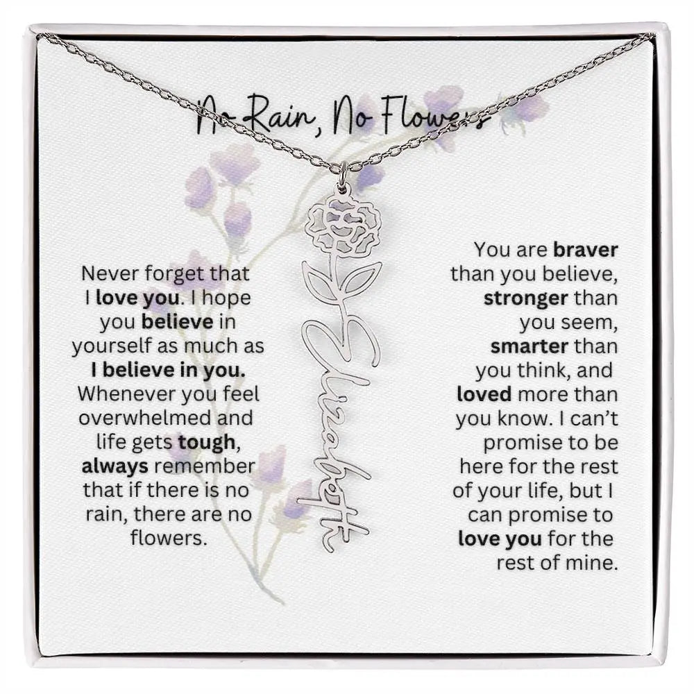 Birth Flower Necklace | Heartfelt Gift for Bonus Daughter from Stepmom or Stepdad