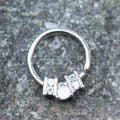316L Stainless Steel Ornate Multi-Jeweled Seamless Ring / Septum Ring