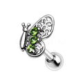 316L Stainless Steel Green Butterfly Cartilage Earring