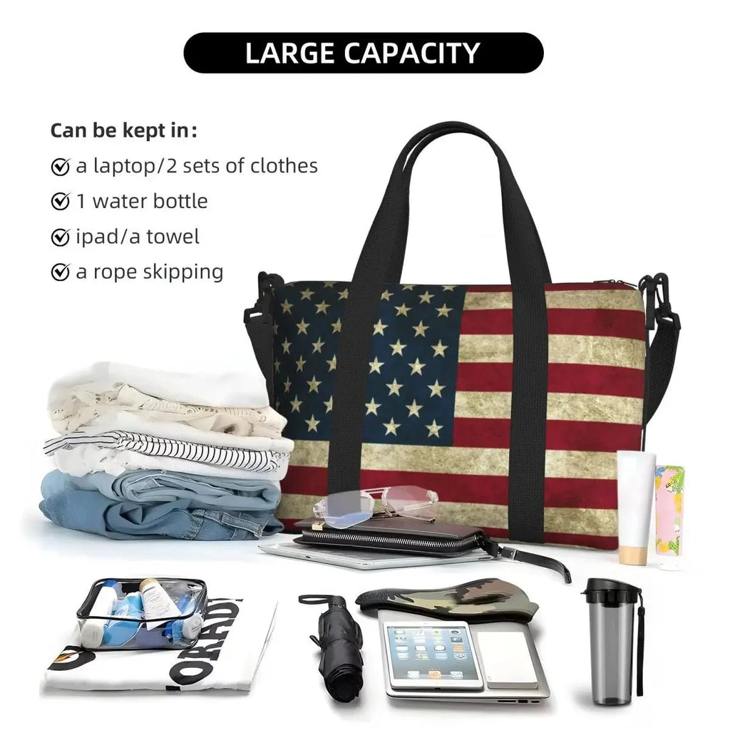 Custom Vintage American Flag Tote Bag