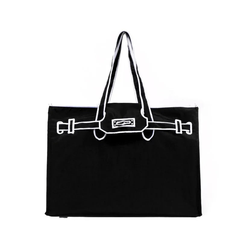 Embroidered Nylon Handbag