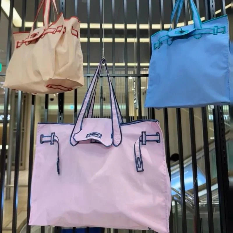 Embroidered Nylon Handbag