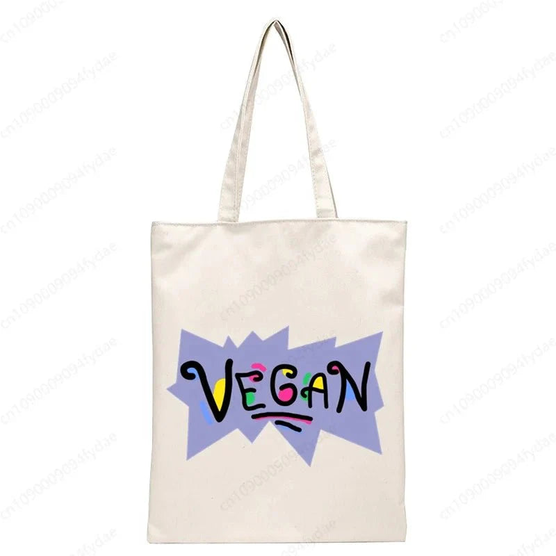 Vegan Women's Canvas Tote: Foldable & Reusable Eco Shopping Bags